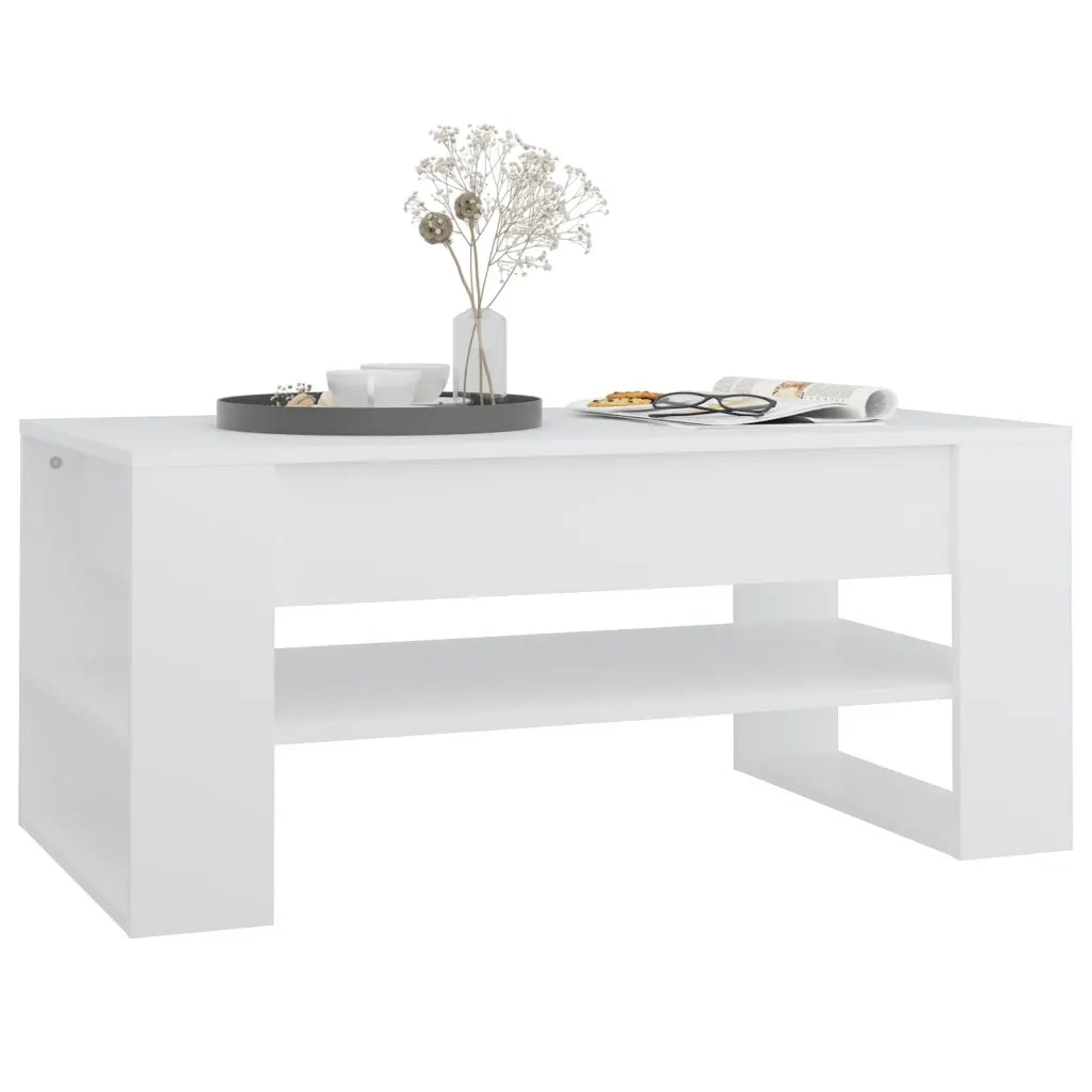 Tavolino da Salotto-Tavolino da soggiorno-Tavolo Bianco 102x55x45 cm in Legno Multistrato