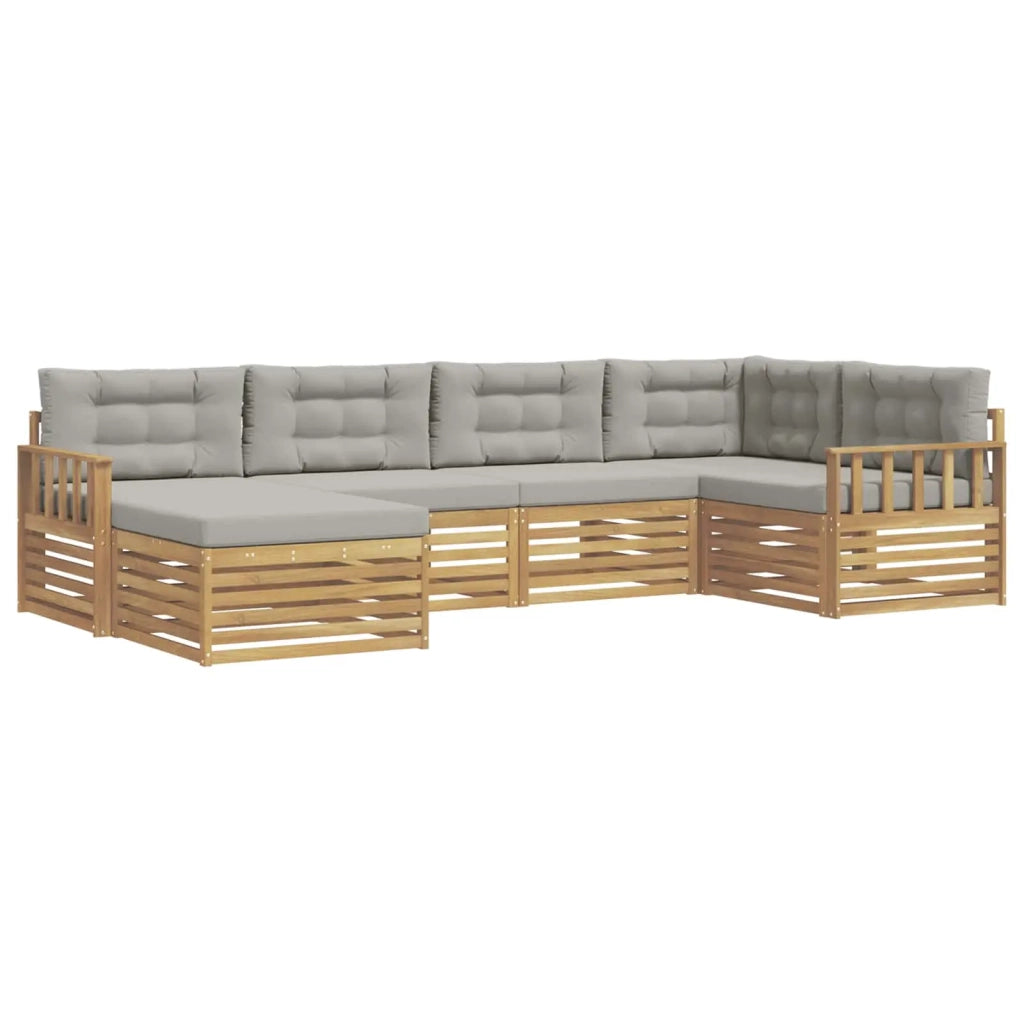 Set di divani da esterno 6 pz Bianco e Grigio Chiaro Poliestere 3390756