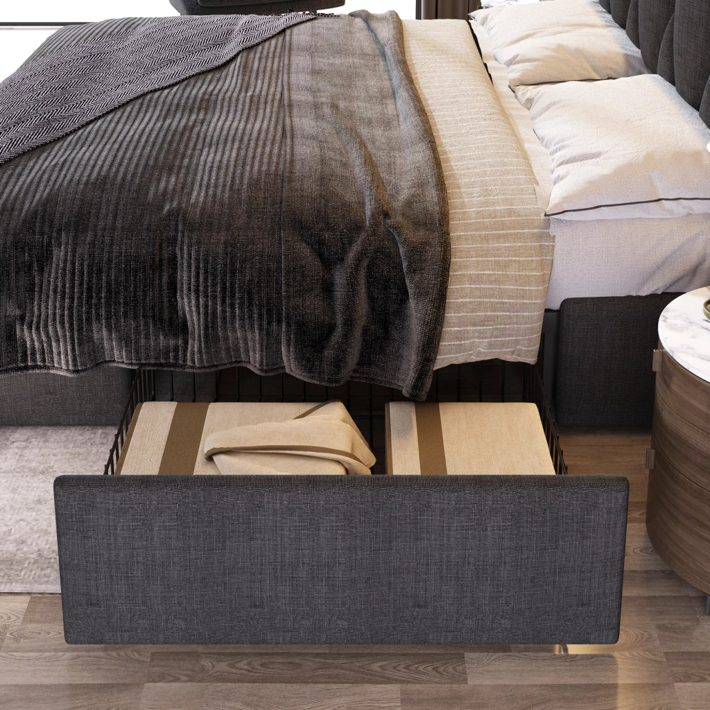 letto imbottito lino grigio 140x200 cm