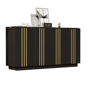 Credenza Nera e Oro Mobile Soggiorno 4 Ante Madia 140x35x70 cm