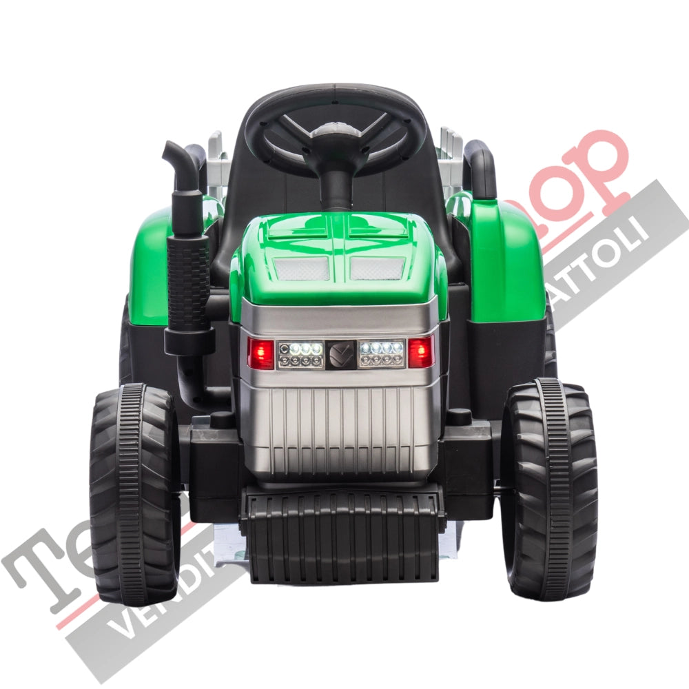 Tecnobike Shop - Trattore Elettrico Per Bambini  con Rimorchio 12V-Verde