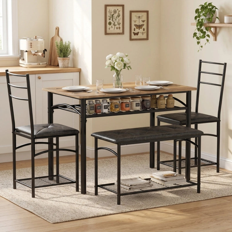 TAVOLO DA PRANZO Set da 4 pezzi 100x60 cm Effetto legno Marrone/Nero