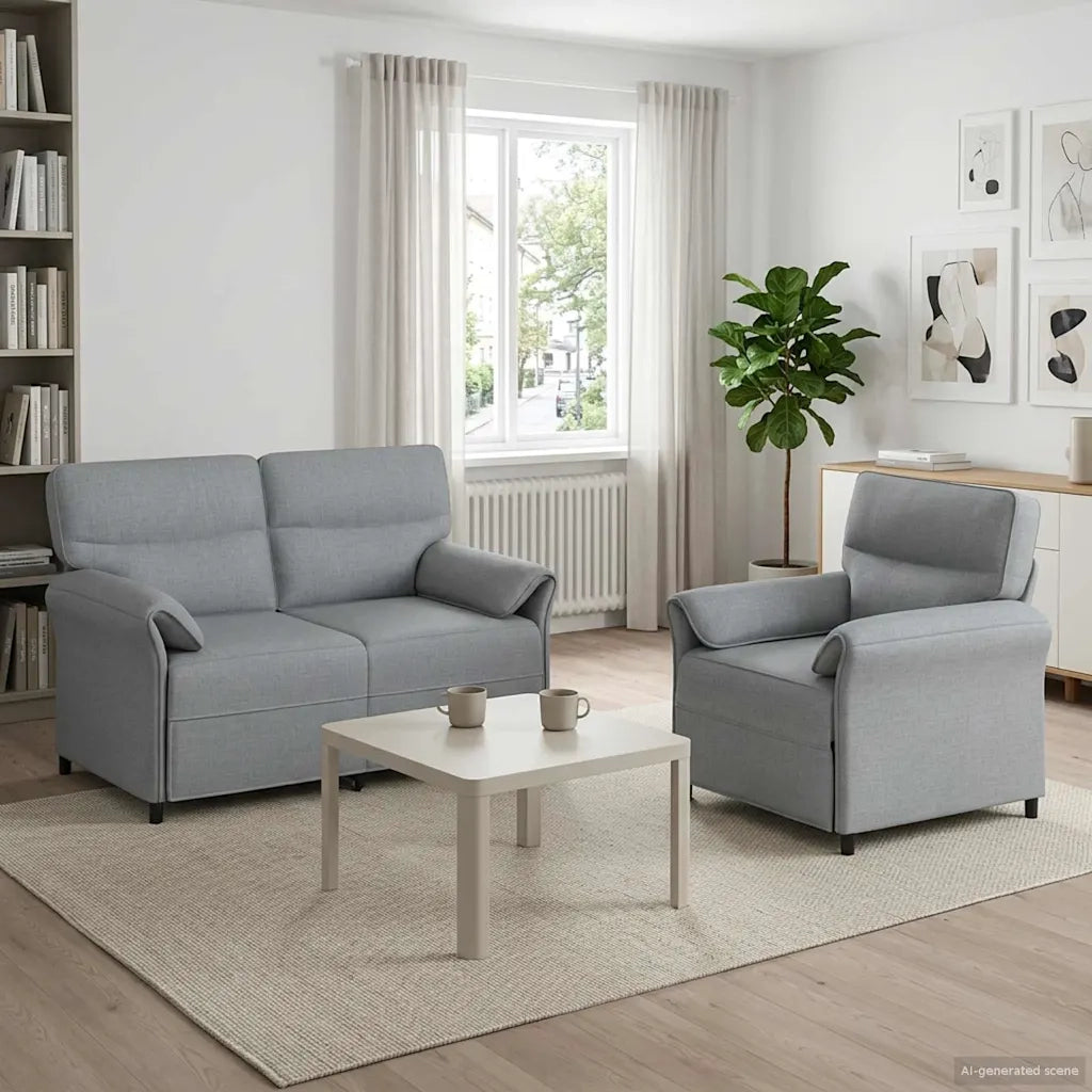 Set di divani 2 pz Grigio Chiaro Tessuto 3424843