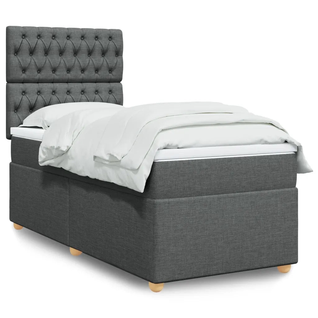 Giroletto a Molle con Materasso Grigio Scuro 90x200 cm Tessuto 3291171