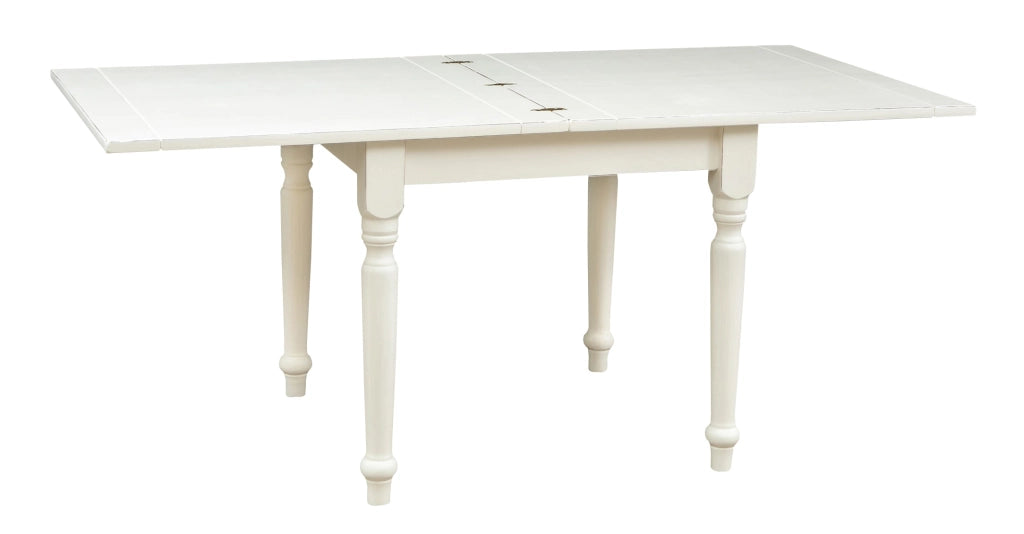 Biscottini Tavolo allungabile Country in legno massello di tiglio finitura bianca anticata L90xPR90xH80 cm. Made in Italy