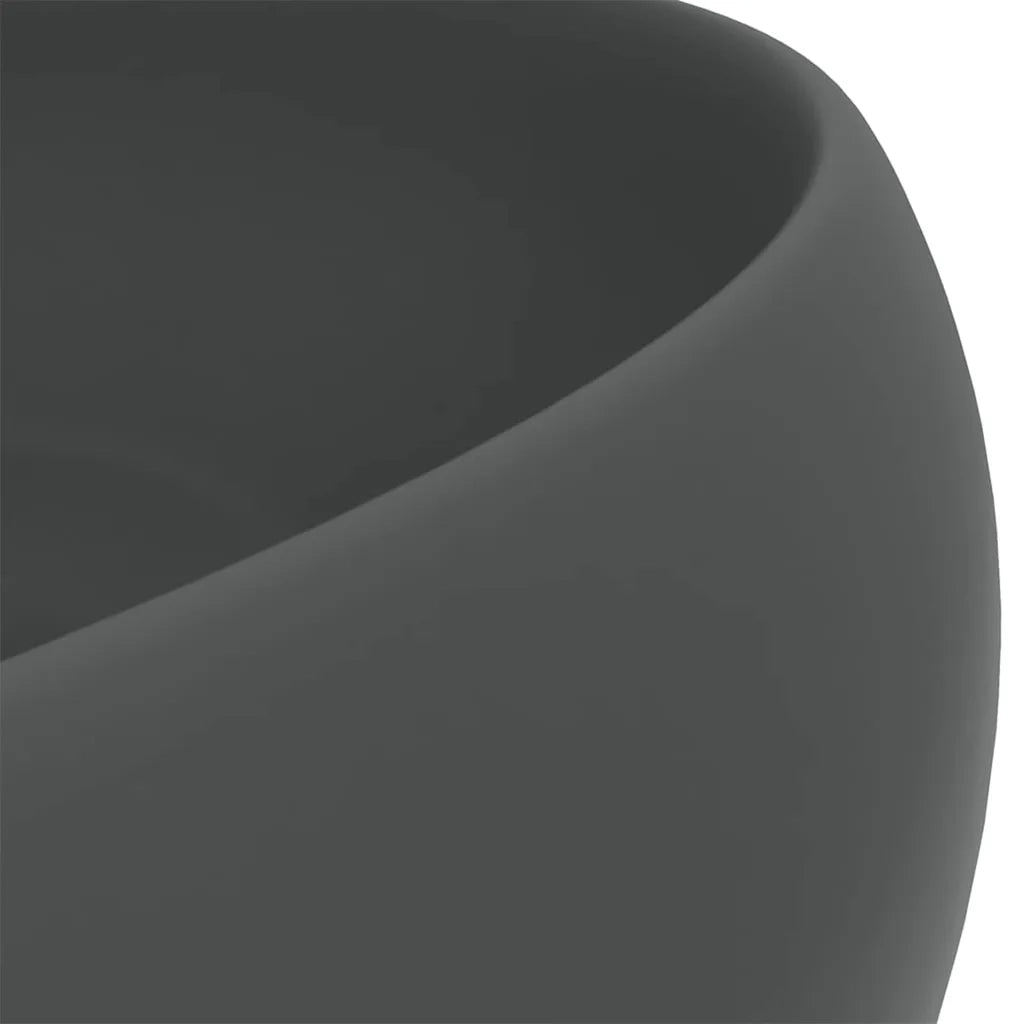 Lavandino Lusso Rotondo Grigio Scuro Opaco 40x15 cm in Ceramica 147005
