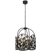 Lampadario rustico nero Blatt 5 luci E27 Luminex