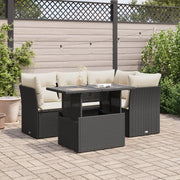 Set Divani da Giardino 5 pz con Cuscini in Polyrattan Nero