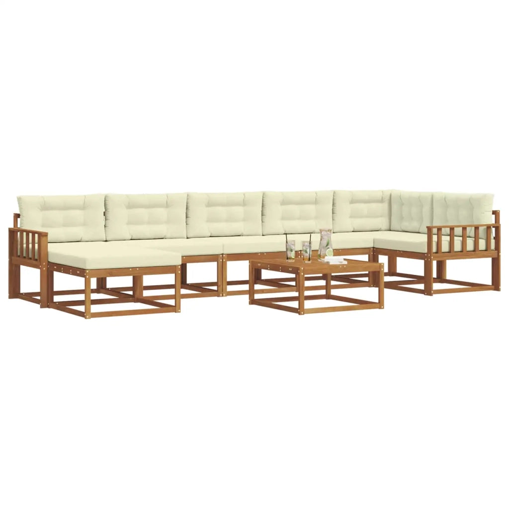 Set di divani da esterno con cuscino 8 pcs Naturale e Crema