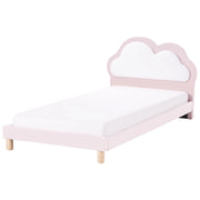 Letto Rosa e Bianco Velluto Imbottito Telaio Poggiatesta 3ft EU Dimensione Singola Camera da Letto Bambini Camera Moderna Tradizionale