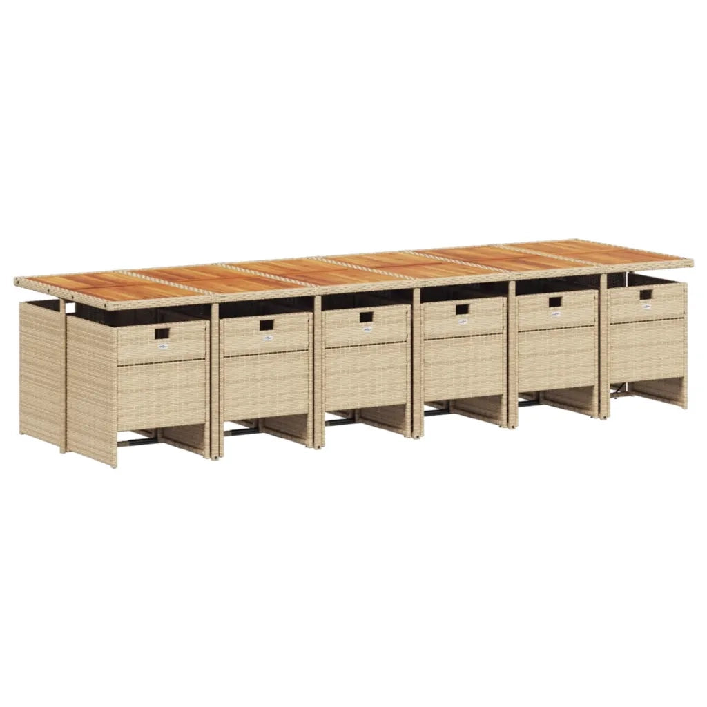 Set da Pranzo da Giardino 13 pz con Cuscini Beige in Polyrattan 3277719