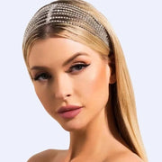 Cintura di capelli in cristallo argentato con applicazioni di strass per donne 

Modello: 
Specifica tecnica: elastico