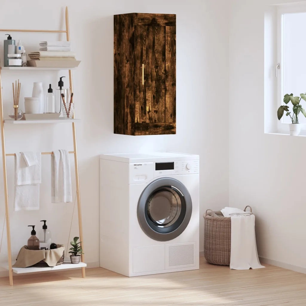 Mobile a Parete Rovere Fumo 34,5x34x90 cm in Legno Multistrato 830489