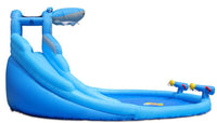 Castello Giostra Gonfiabile Acquatico Shark Splash Center con Pompa Happy Hop