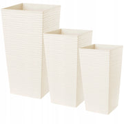 Set di 3 vasi da fiori KADAX, vasi da giardino + inserti, alti e grandi, color crema, 47+57+68 cm