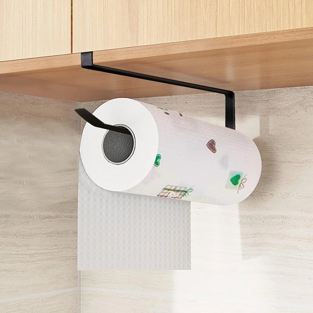 Trade Shop - Portarotolo 27cm Sottopensile Senza Forare Per Cucina Bagno Porta Asciugamano -