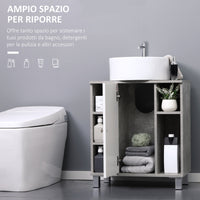 Mobile Sotto Lavabo Bagno 6 Ripiani 1 Anta 60x30x68 cm in Legno Grigio
