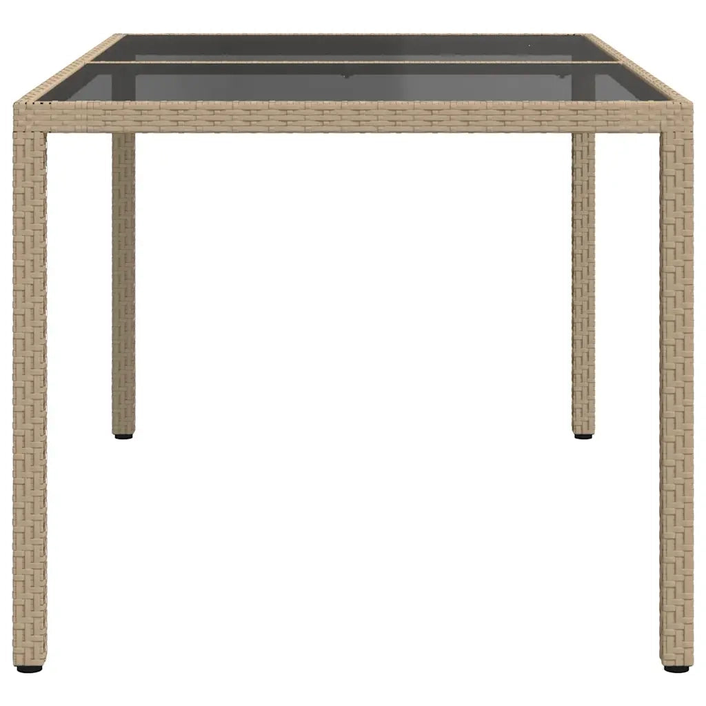 Tavolo Giardino 150x90x75cm Vetro Temperato Polyrattan Beige cod mxl 34273
