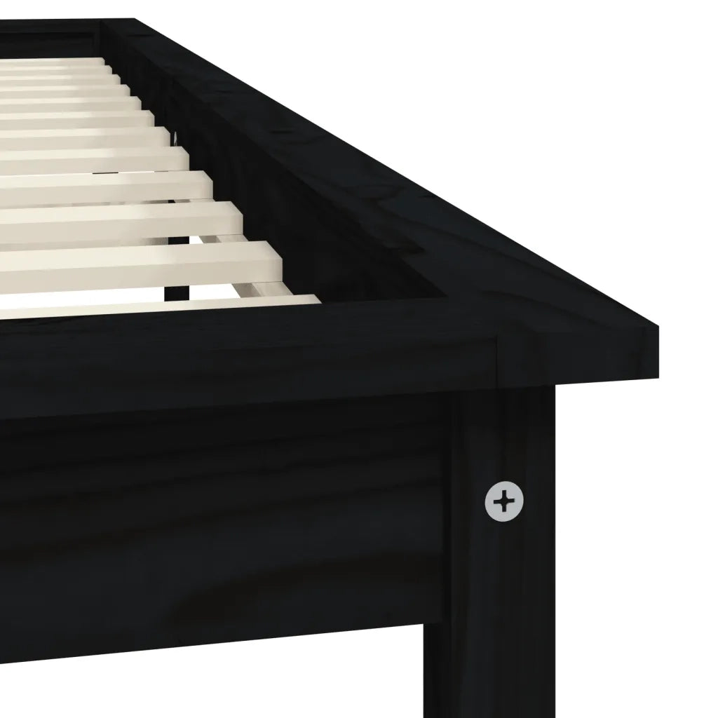 Giroletto-Struttura Letto Nero 200x200 cm in Legno Massello di Pino 338160