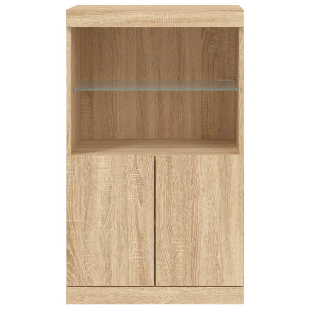 Buffet credenza cassettiera armadio mobile contenitore organizer per cucina soggiorno salotto con luci LED Sonoma 60,5 x 37 x 100 cm marrone 02_0029963