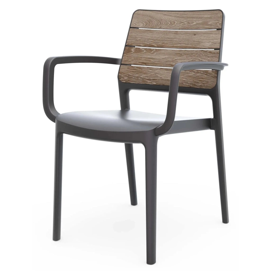 Keter SEDIA PORTO 56,5X53,5XH82CM GRAFITE/EFFETTO LEGNO
