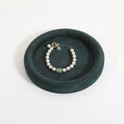 Organizzatore di gioielli piccolo - Organizzatore rotondo - Microfibra - Piatto di lavoro per collane/bracciali/anelli/orecchini - Dimensioni 15x15x2 cm - Verde - Piatto di lavoro per gioielli