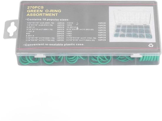 Assortimento di Anelli in Gomma 270 pezzi - Set di Anelli O - Impermeabile - Per Lavori con Latta - Facile da Trasportare