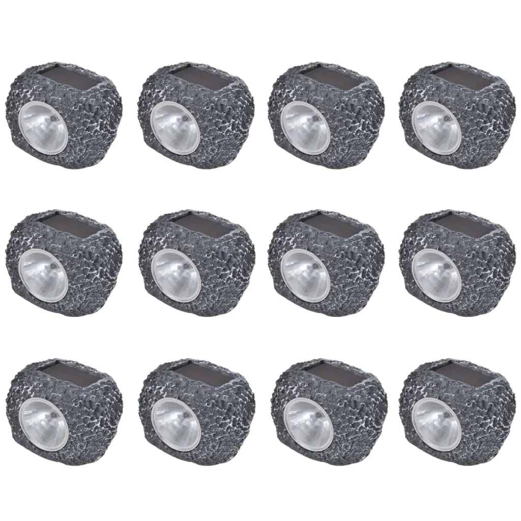 Faretto Solare Esterno con LED Forma Pietra 12 pz cod mxl 72810