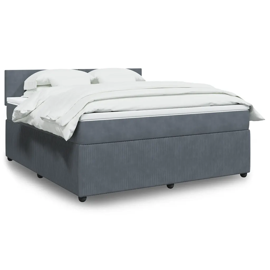 vidaXL Giroletto a Molle con Materasso Grigio Scuro 180x200 cm Velluto