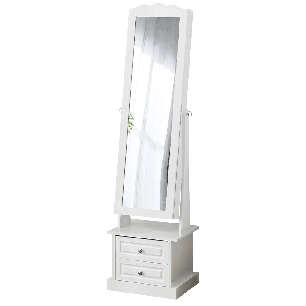 Specchiera Portagioie Armadio Bianco Apribile 2 Cassetti Organizer 44x35x163 cm