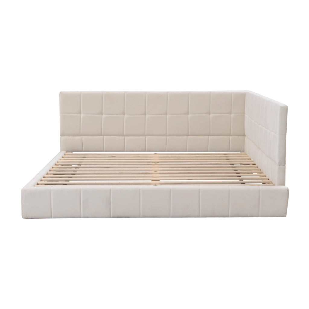 Letto poltrona multifunzione in velluto beige 140x200 cm