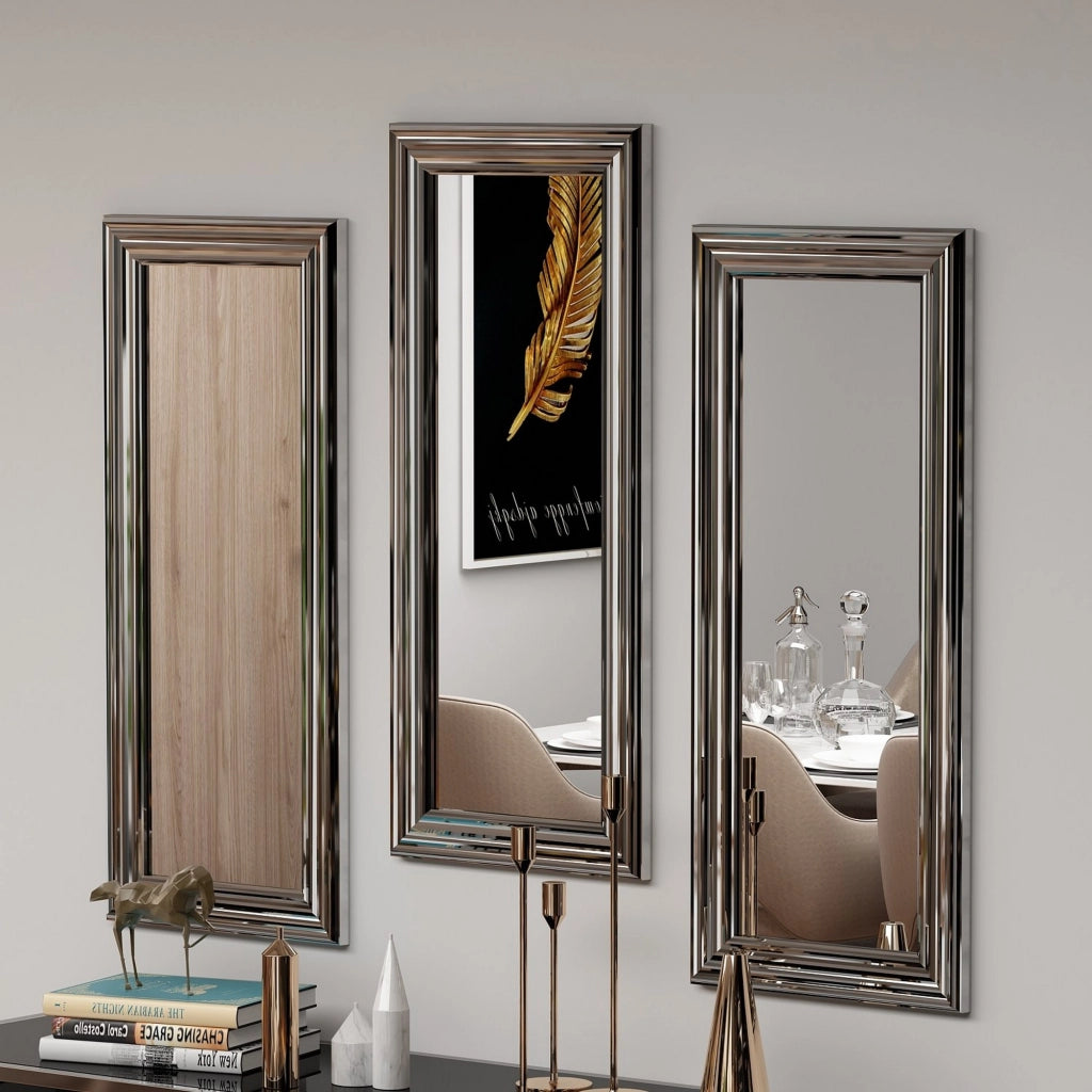 Guarcino, Specchio Modulabile, 30x70h cm Argento