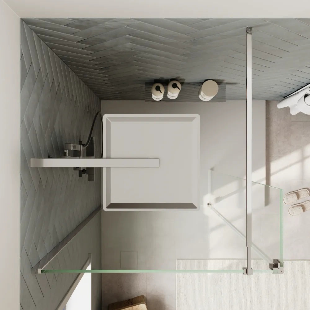 Doccia walk-in 70cm + anta 40cm vetro 8mm trasparente profili cromo | Keros