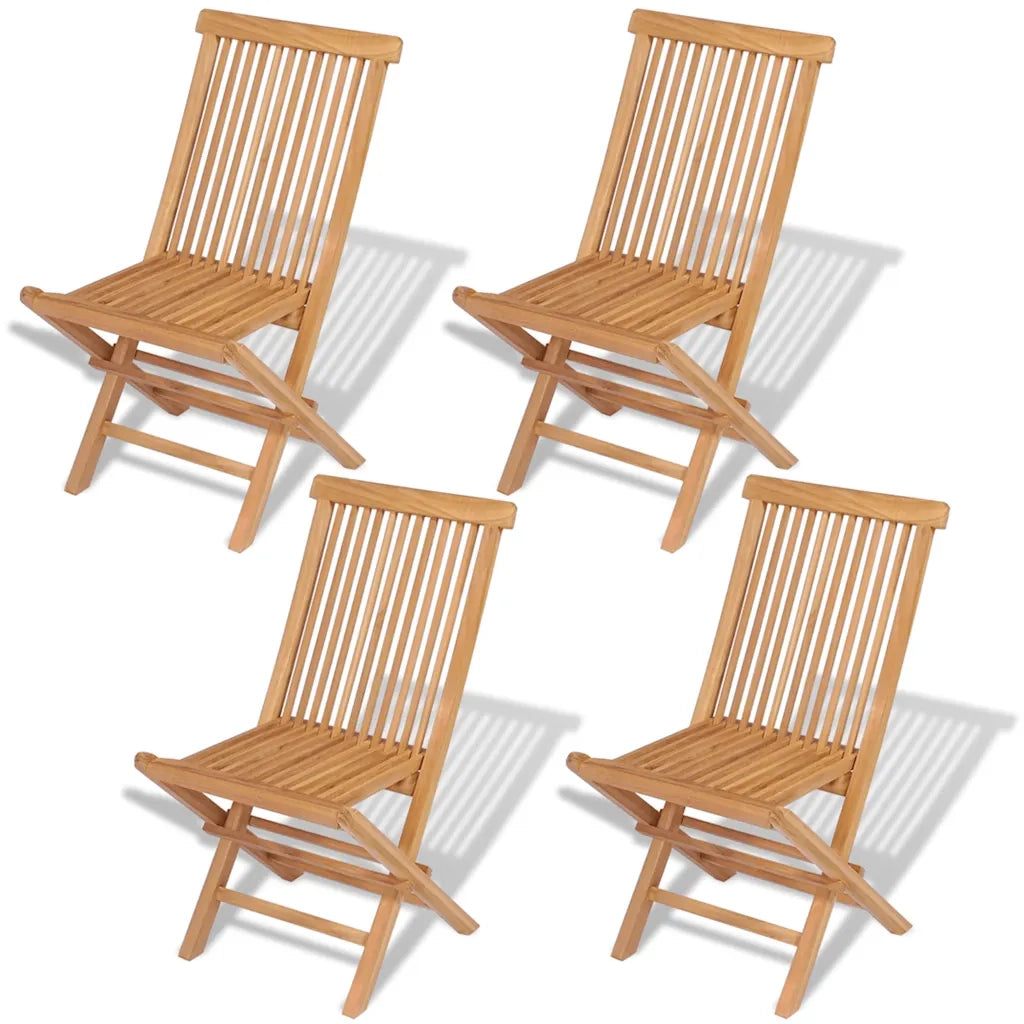 Sedie da Giardino Pieghevoli 4 pz in Legno Massello di Teak