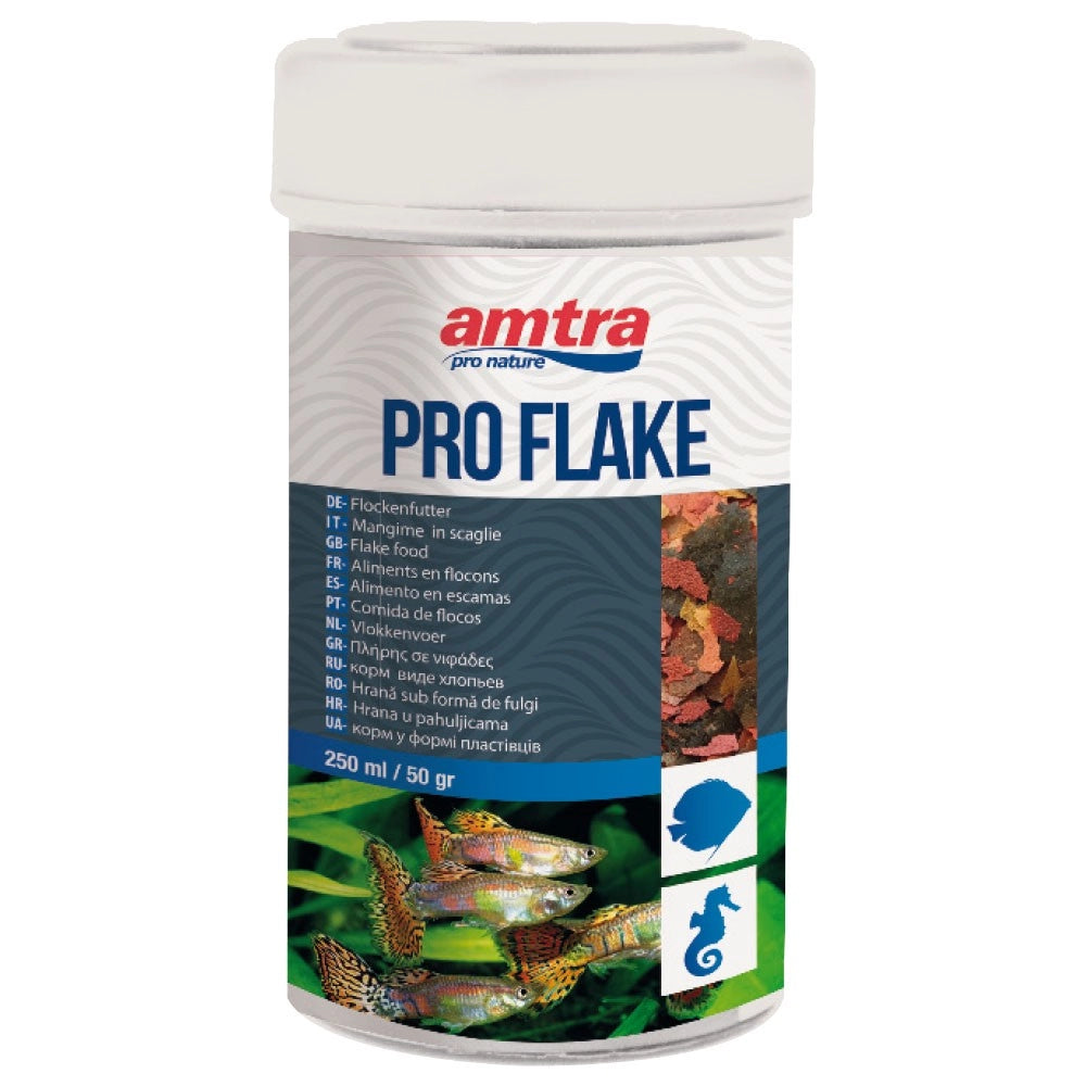 Amtra Pro Flakes - Mangime in scaglie per pesci d’acquario d’acqua dolce e marina Formato: 250 ml
