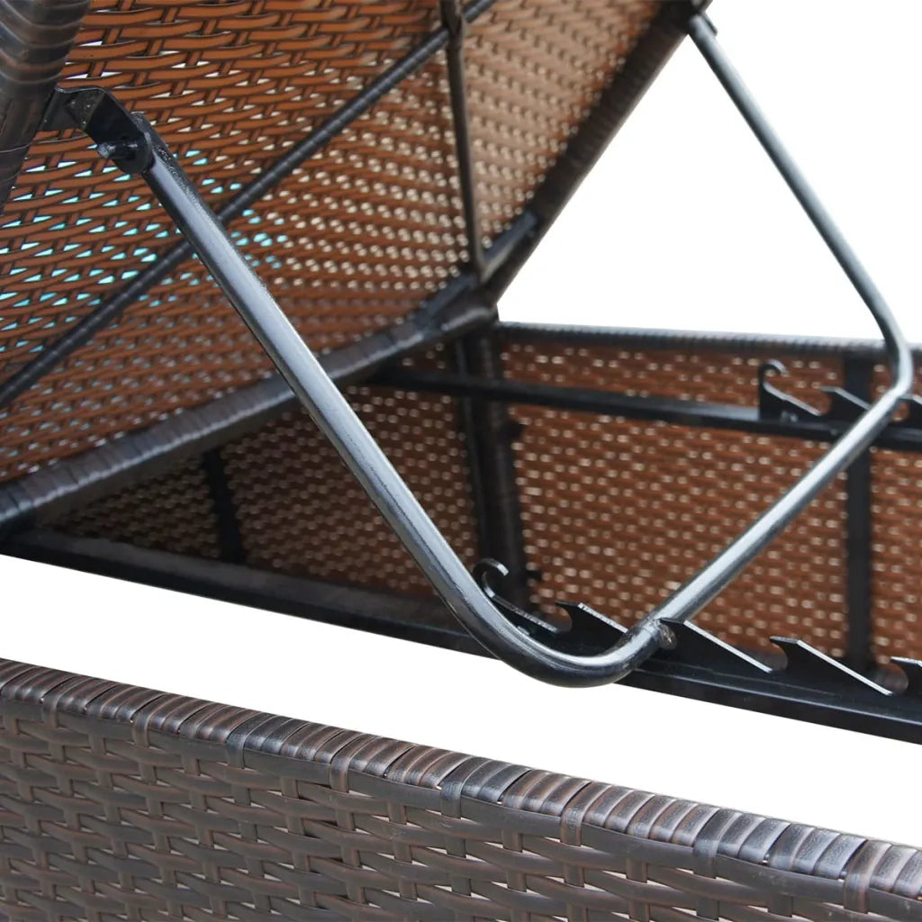 Lettino Prendisole | Sdraio da giardino | Lettino da sole con Cuscino in Polyrattan Marrone