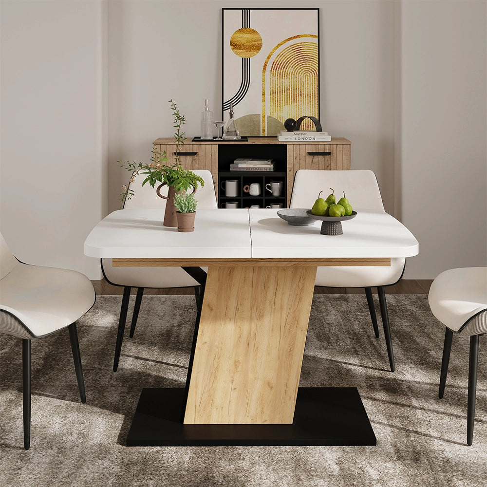 Vicco Tavolo da pranzo Estensibile Rovere bianco/nero/Goldkraft 120/160 x 80 cm Estensibile