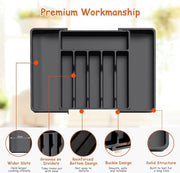 Organizzatore per posate - organizzatore per posate espandibile per la cucina - supporto per oggetti e argenteria regolabile - contenitore per utensili e accessori in plastica per la cucina - distributore per la conservazione di utensili e gadget grandi
