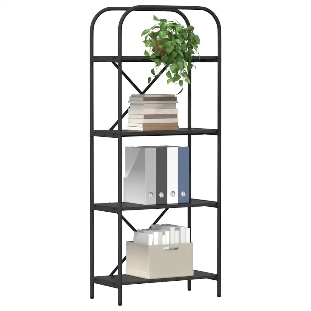 Libreria-Scaffale per Libri-Mobile di Stoccaggio Rovere Nero 60 x 30 x 146 cm Legno multistrato 961472