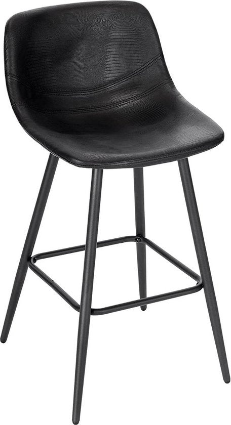 Sedia con schienale in pelle artificiale - con schienale in pelle e design ergonomico - industriel/moderno - nero