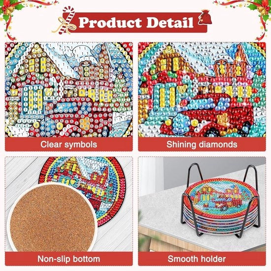 Kit di dipintura per base di Natale con albero di Natale, cervi e fiori su camion rossa - Set di costine da tavolo per decorazione di casa e arredamento di interni con tema Natale