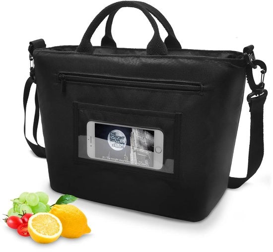 Borsa da 13L per donne, borsa da pranzo per lavoro, scuola, viaggio, trasporto cibo, nera