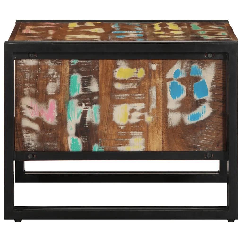 Tavolino Salotto-Tavolino da soggiorno-Tavolo Multicolore 50x50x38cm Legno Massello Recupero 290191