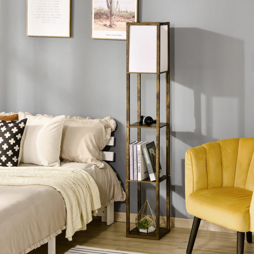 Lampada scaffale libreria ¨C zephmum ¨C MDF bianco e marrone 26x26x160 cm