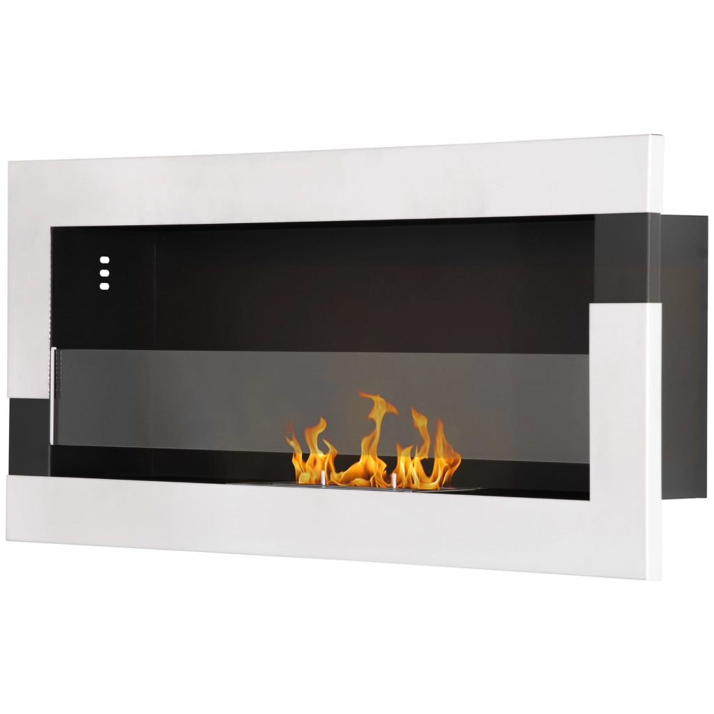 Camino Bioetanolo in Acciaio Inox ¨C Zephmum ¨C 90x16x40 cm, Argento