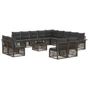 Set Divano da Giardino 14 pcs Grigio polyrattan