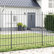 Recinzione da Giardino  con Parte Superiore a Cerchio Grigia 3,4x1,75 m in Acciaio