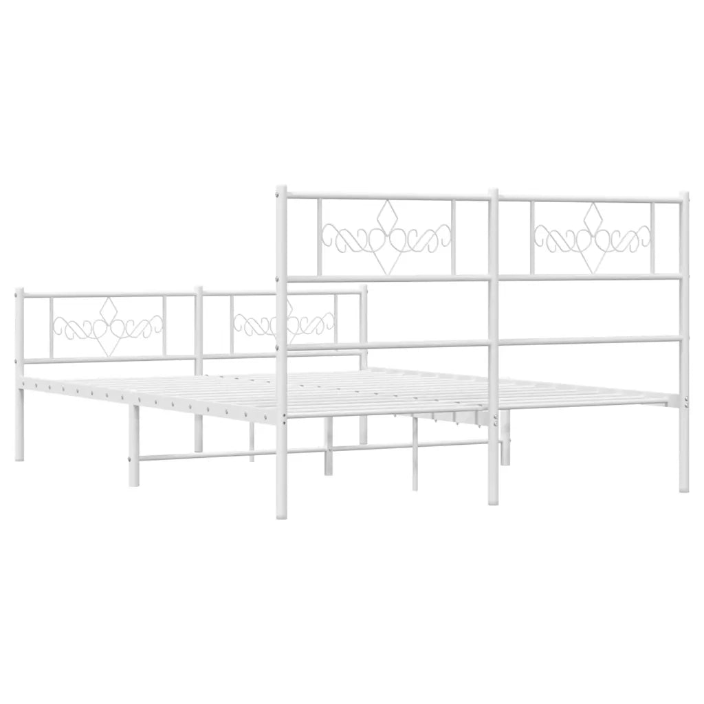 Giroletto con Testiera e Pediera-Struttura Letto Metallo Bianco 140x190 cm 718113