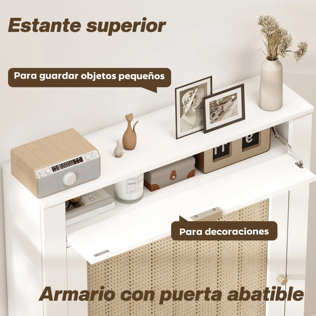 Cubre Radiatori con Porta e Rattan ¨C Minimal ¨C Bianco