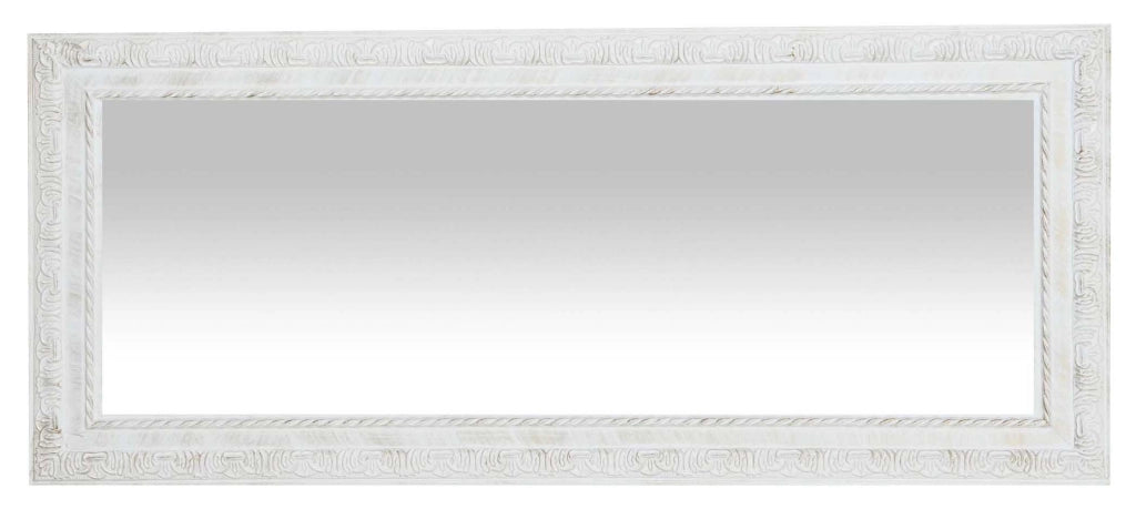 Biscottini Specchio Specchiera da parete e appendere verticale/orizzontale L35xPR4xH82 cm finitura bianco anticato.
